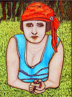 Flo Girl in the Grass  painting by Marc Simmons