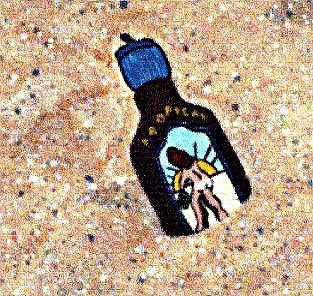 closeup of naked suntan girl on bottle